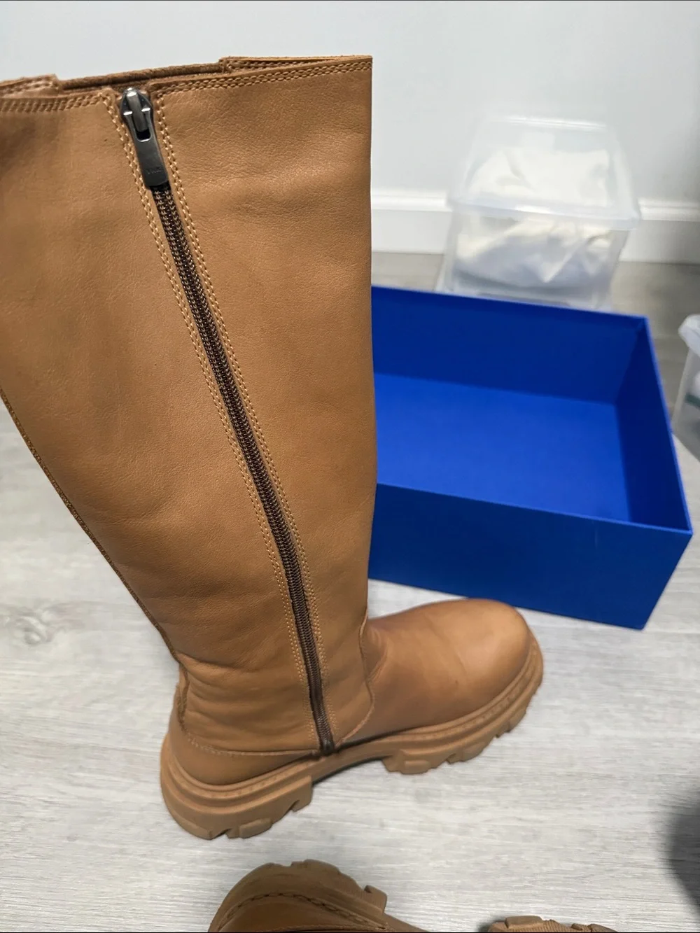 Steve Madden Tall Chunky Sole Boots in Cognac Tan